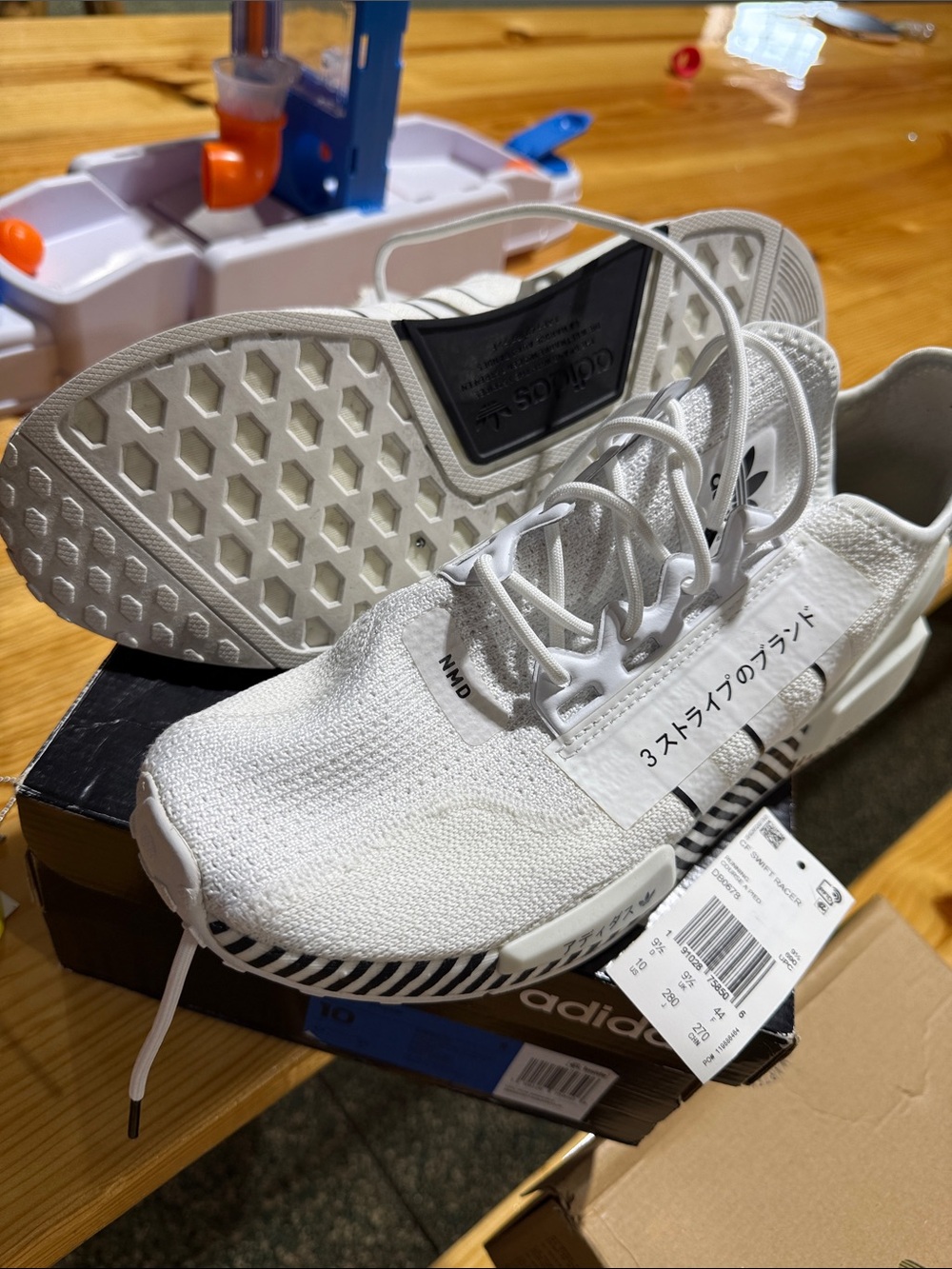 adidas White Primeknit Low-Top Sneakers with Black Accents